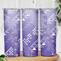 Hawaii Lavender Kapa Skinny Tumbler Vintage 'Ohe Kāpala Motifs Mix Plumeria Leis