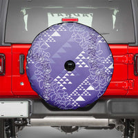 Hawaii Lavender Kapa Spare Tire Cover Vintage 'Ohe Kāpala Motifs Mix Plumeria Leis