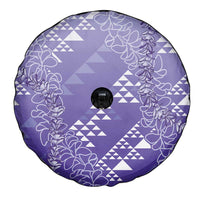 Hawaii Lavender Kapa Spare Tire Cover Vintage 'Ohe Kāpala Motifs Mix Plumeria Leis