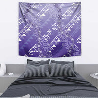 Hawaii Lavender Kapa Tapestry Vintage 'Ohe Kāpala Motifs Mix Plumeria Leis