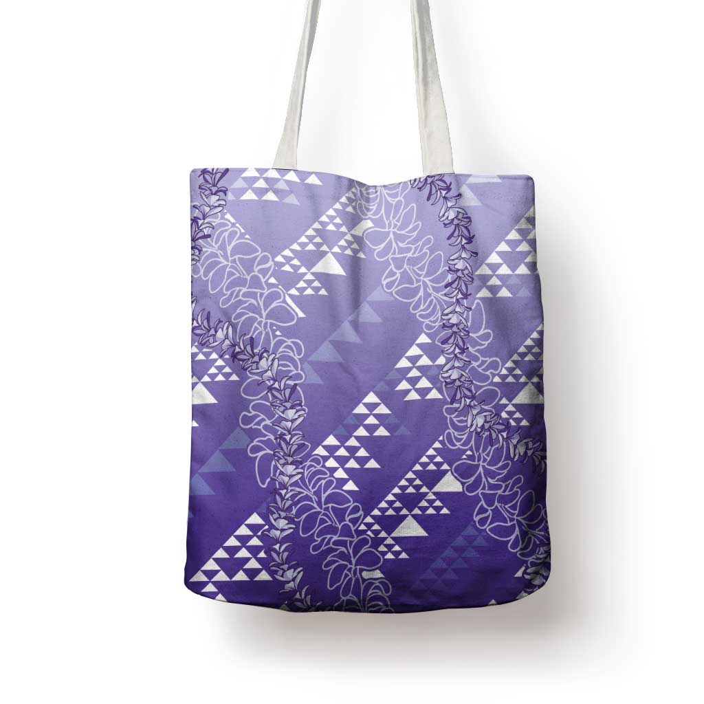 Hawaii Lavender Kapa Tote Bag Vintage 'Ohe Kāpala Motifs Mix Plumeria Leis LT7 - Polynesian Pride