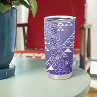 Hawaii Lavender Kapa Tumbler Cup Vintage 'Ohe Kāpala Motifs Mix Plumeria Leis