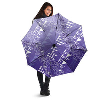 Hawaii Lavender Kapa Umbrella Vintage 'Ohe Kāpala Motifs Mix Plumeria Leis