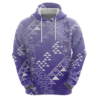 Hawaii Lavender Kapa Zip Hoodie Vintage 'Ohe Kāpala Motifs Mix Plumeria Leis