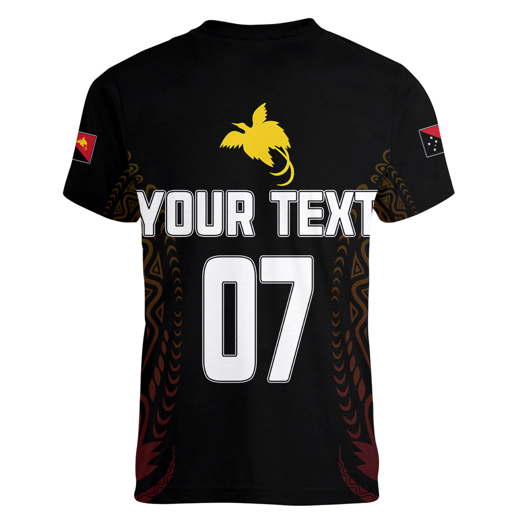 Personalised PNG Hunters Rugby Women V Neck T Shirt Motuan Style LT7 - Polynesian Pride