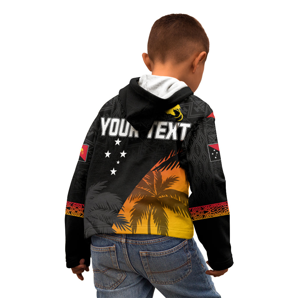 Personalised PNG Hunters Rugby Kid Hoodie Palm Trees Simple LT7 - Polynesian Pride