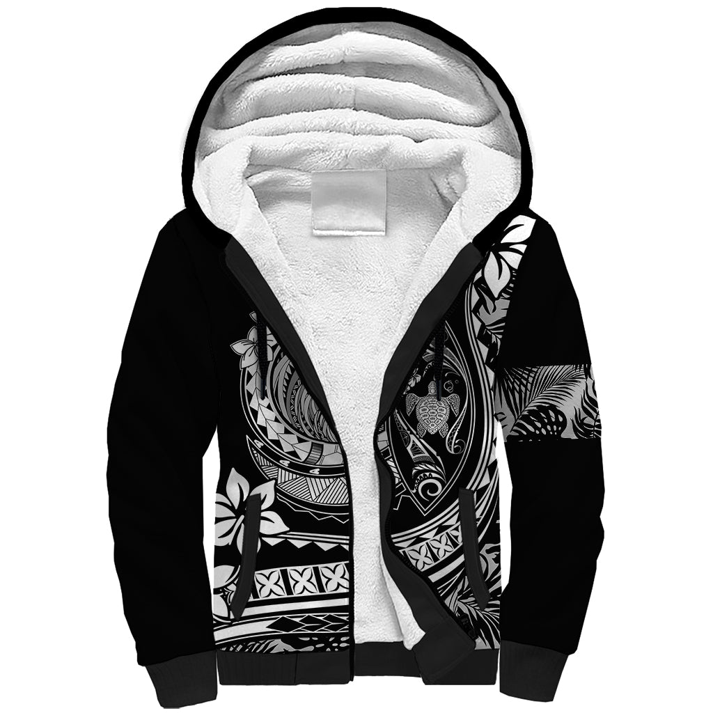 Polynesian Plumeria Sherpa Hoodie Ride The Waves - Black LT7 Unisex Black - Polynesian Pride