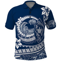 Polynesian Plumeria Polo Shirt Ride The Waves Navy Blue LT7 Navy Blue - Polynesian Pride