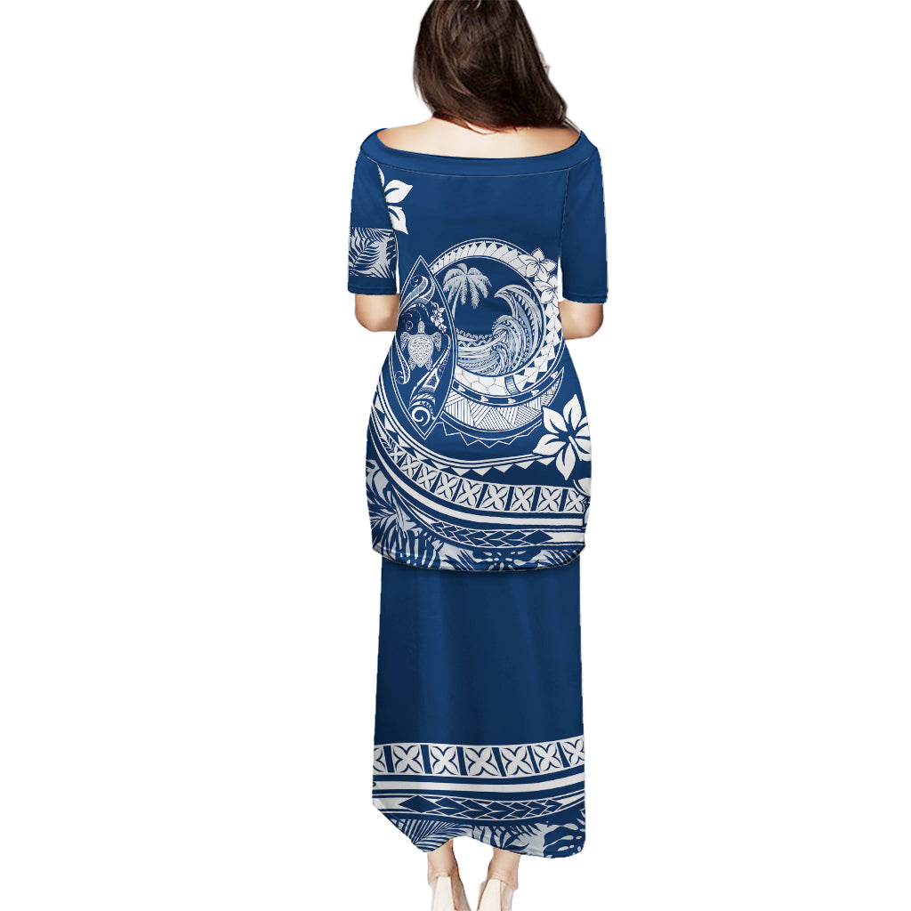 Polynesian Plumeria Puletasi Ride The Waves - Navy Blue LT7 - Polynesian Pride