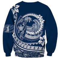 Polynesian Plumeria Sweatshirt Ride The Waves - Navy Blue LT7 - Polynesian Pride