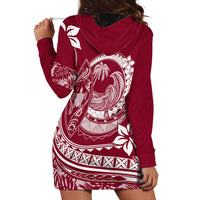 Polynesian Plumeria Hoodie Dress Ride The Waves - Burgundy LT7 - Polynesian Pride