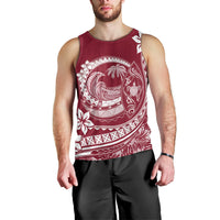 Polynesian Plumeria Men Tank Top Ride The Waves - Burgundy LT7 - Polynesian Pride