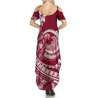 Polynesian Plumeria Summer Maxi Dress Ride The Waves - Burgundy LT7 - Polynesian Pride
