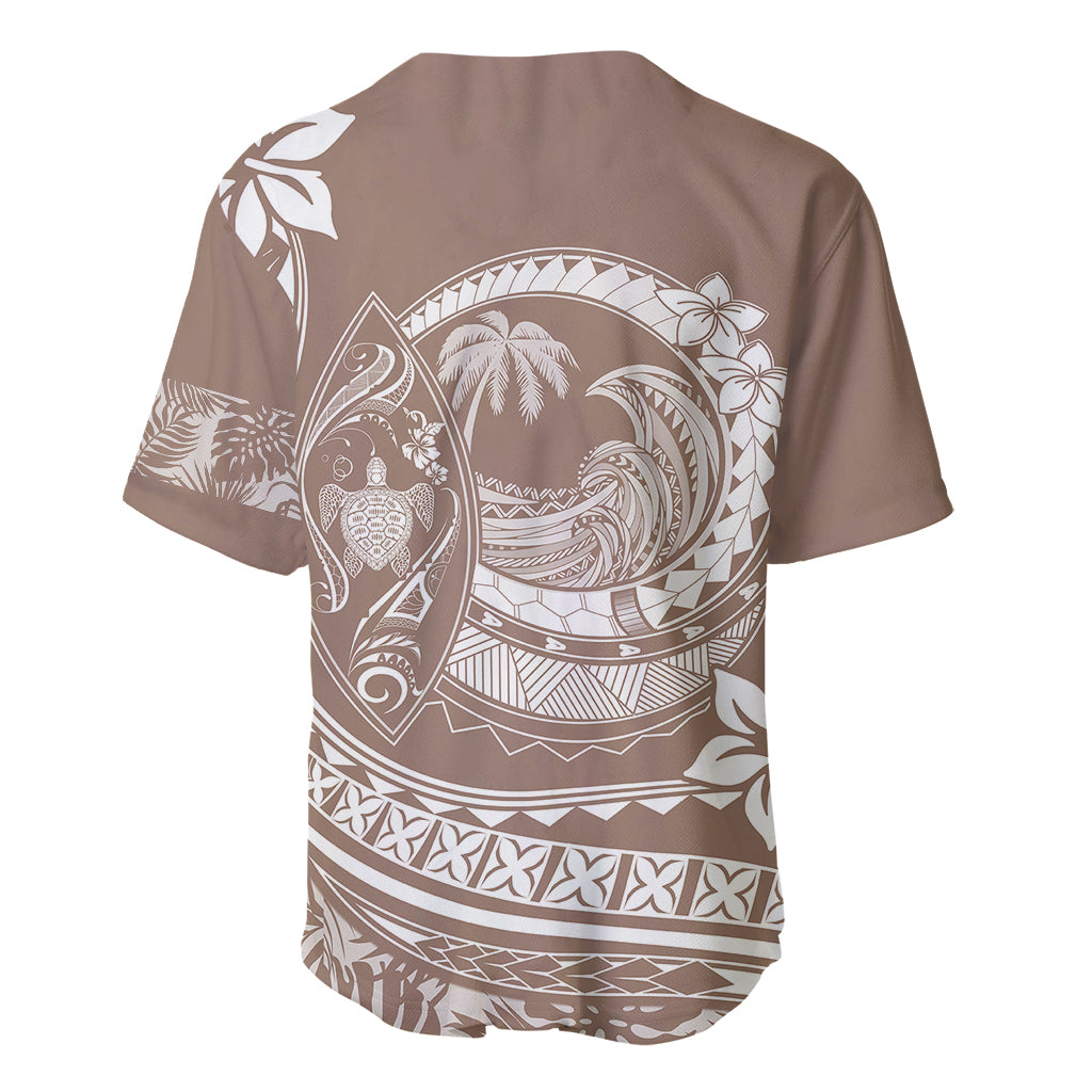 Polynesian Plumeria Baseball Jersey Ride The Waves - Beige LT7 - Polynesian Pride