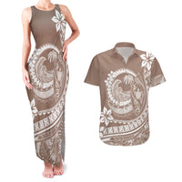 Polynesian Plumeria Couples Matching Tank Maxi Dress And Hawaiian Shirt Ride The Waves - Beige LT7 Beige - Polynesian Pride