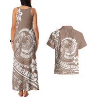 Polynesian Plumeria Couples Matching Tank Maxi Dress And Hawaiian Shirt Ride The Waves - Beige LT7 - Polynesian Pride