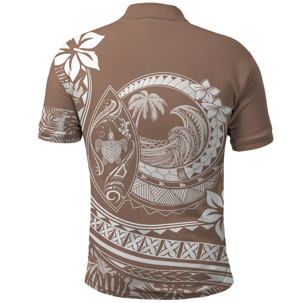 Polynesian Plumeria Polo Shirt Ride The Waves Beige LT7 - Polynesian Pride
