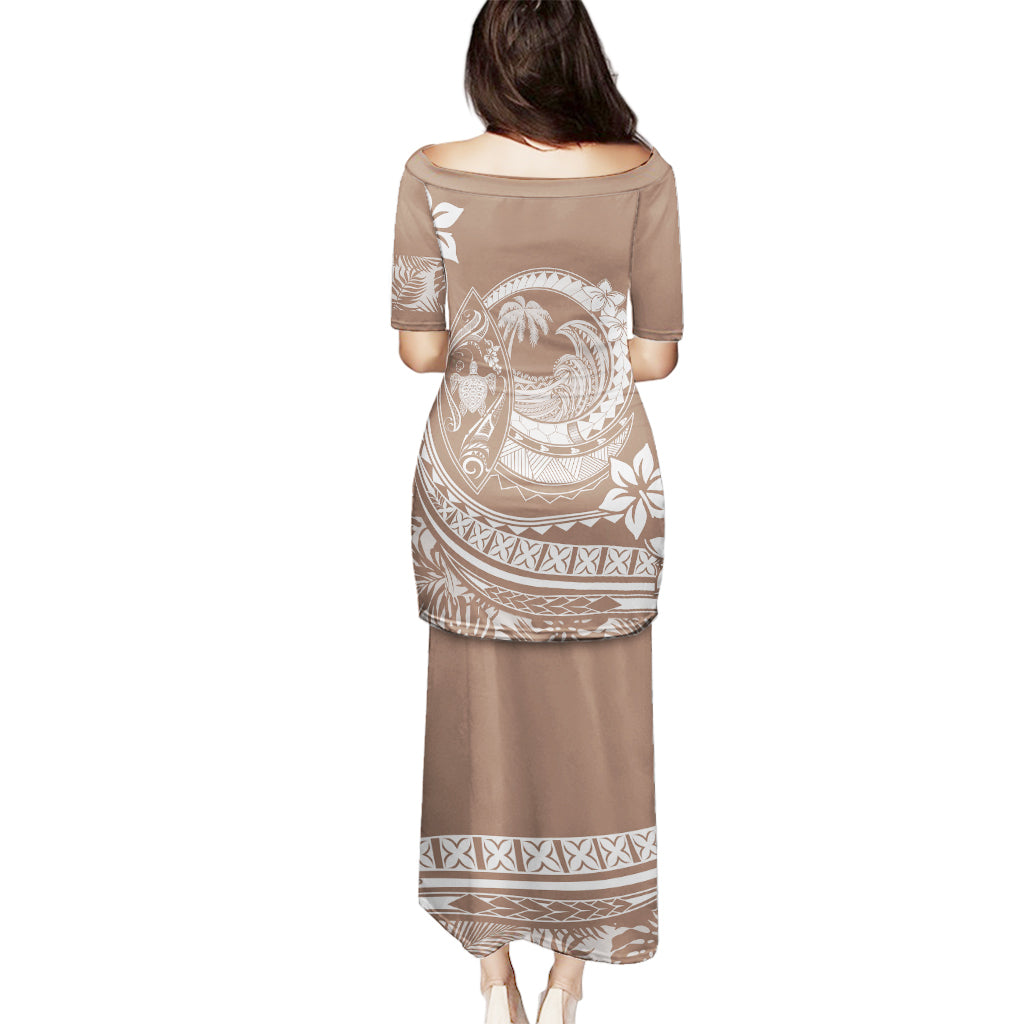 Polynesian Plumeria Puletasi Ride The Waves - Beige LT7 - Polynesian Pride