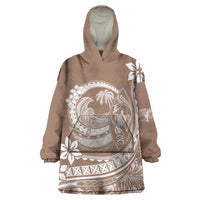 Polynesian Plumeria Wearable Blanket Hoodie Ride The Waves - Beige LT7 One Size Beige - Polynesian Pride