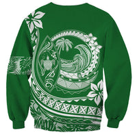 Polynesian Plumeria Sweatshirt Ride The Waves - Green LT7 - Polynesian Pride