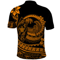 Polynesian Plumeria Polo Shirt Ride The Waves Orange LT7 - Polynesian Pride