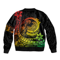 Polynesian Plumeria Bomber Jacket Ride The Waves - Reggae LT7 - Polynesian Pride