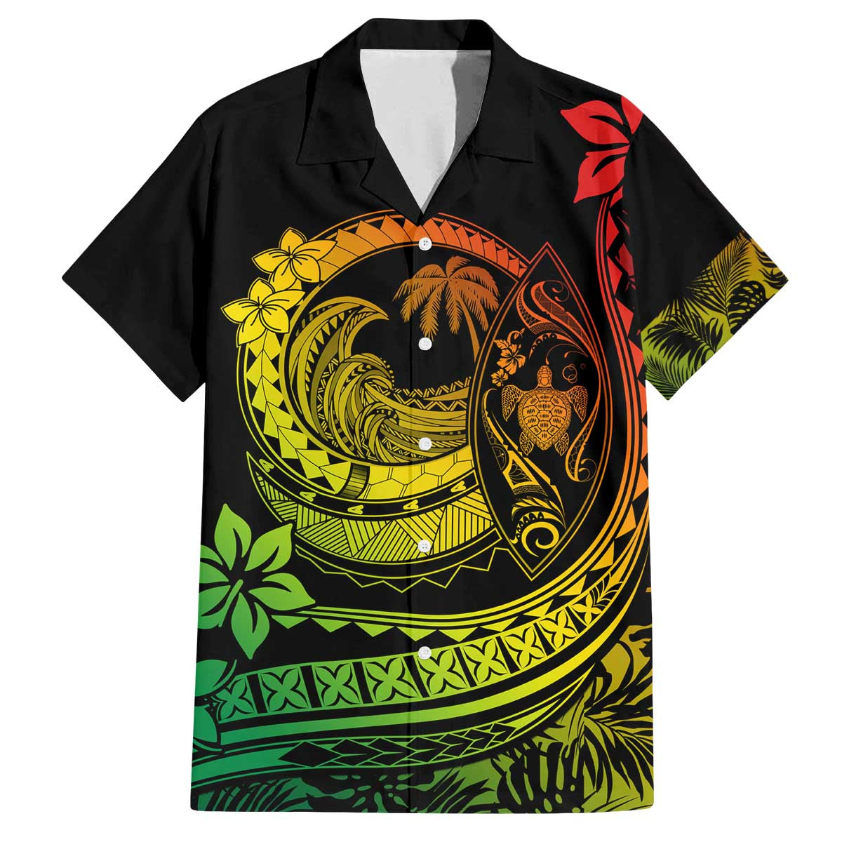 Hawaii Family Matching Outfits Polynesian Plumeria Off Shoulder Long Sleeve Dress And Shirt Family Set Clothes Ride The Waves - Reggae LT7