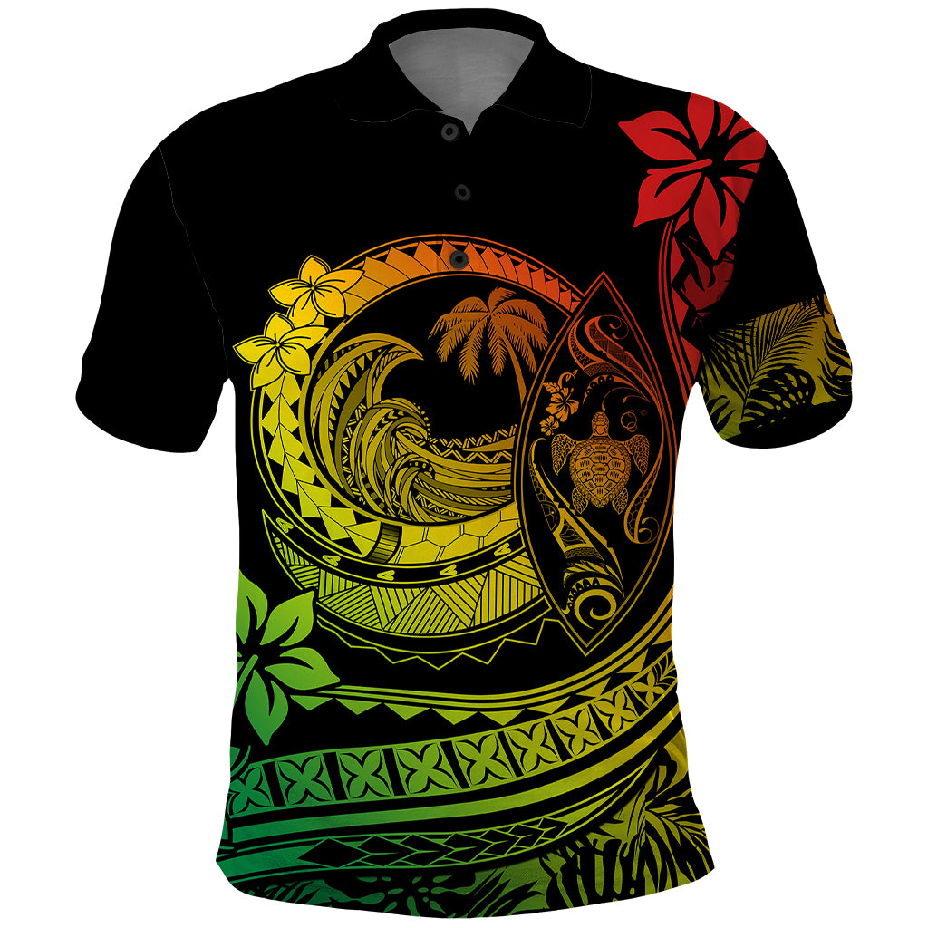 Polynesian Plumeria Polo Shirt Ride The Waves Reggae LT7 Reggae - Polynesian Pride