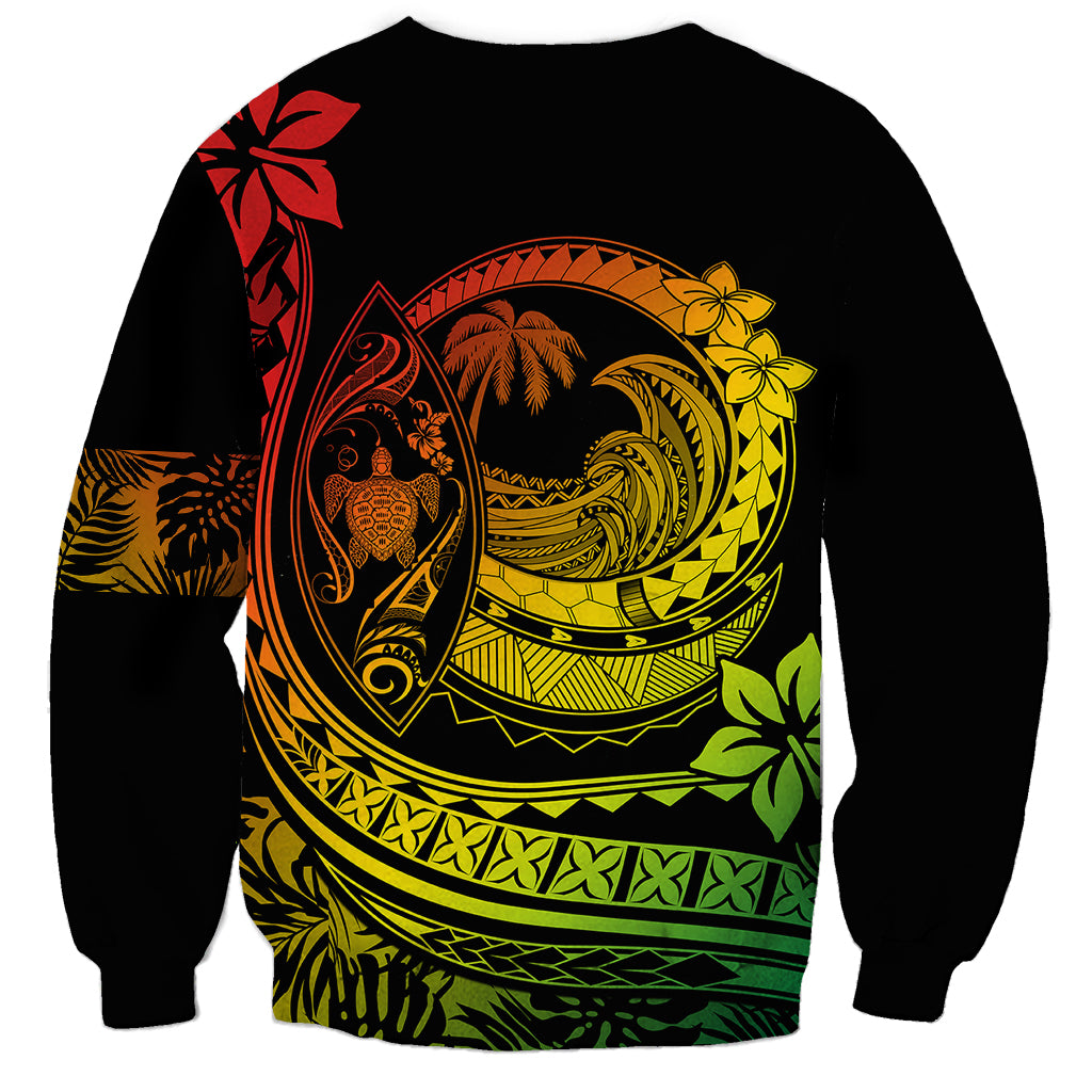 Polynesian Plumeria Sweatshirt Ride The Waves - Reggae LT7 - Polynesian Pride