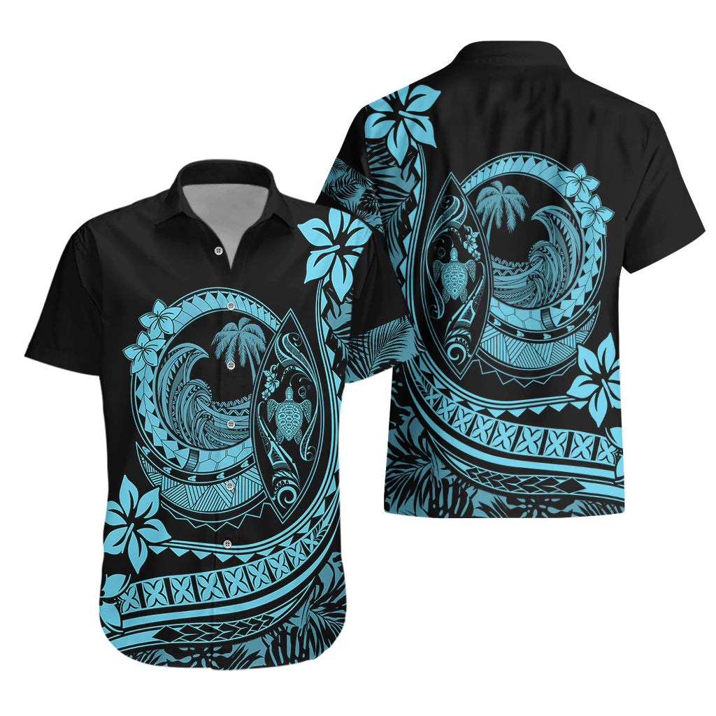Polynesian Plumeria Hawaiian Shirt Ride The Waves - Turquoise LT7 - Polynesian Pride