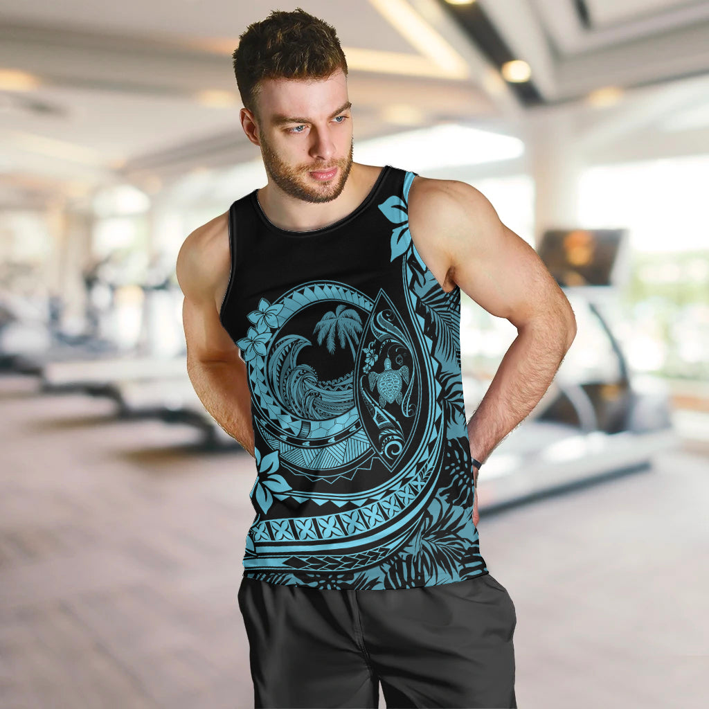 Polynesian Plumeria Men Tank Top Ride The Waves - Turquoise LT7 - Polynesian Pride