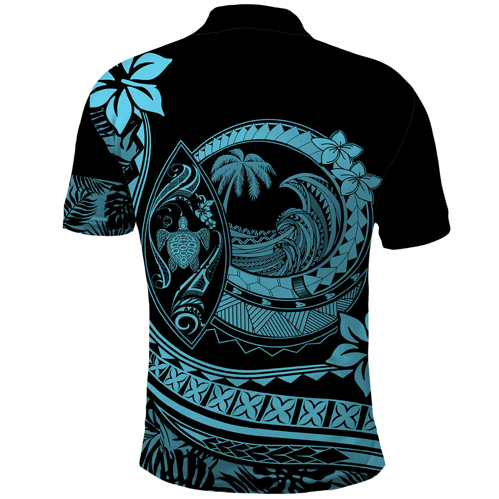 Polynesian Plumeria Polo Shirt Ride The Waves Turquoise LT7 - Polynesian Pride