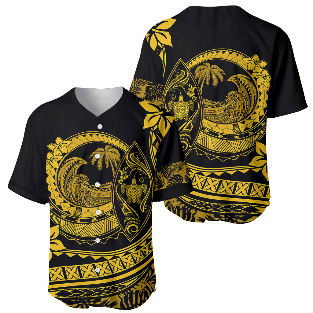 Polynesian Plumeria Baseball Jersey Ride The Waves - Yellow LT7 - Polynesian Pride