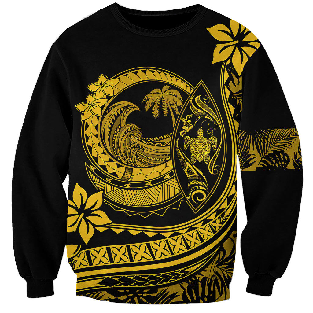 Polynesian Plumeria Sweatshirt Ride The Waves - Yellow LT7 Unisex Yellow - Polynesian Pride