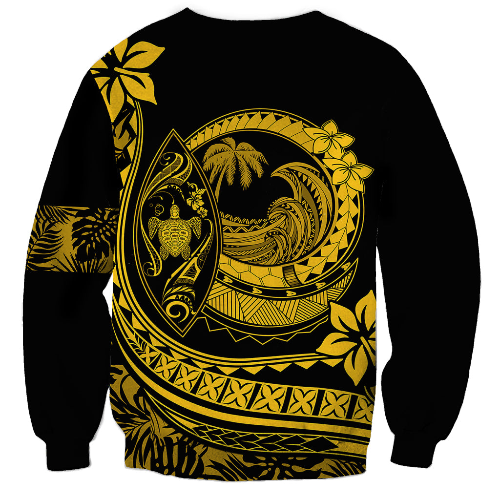Polynesian Plumeria Sweatshirt Ride The Waves - Yellow LT7 - Polynesian Pride