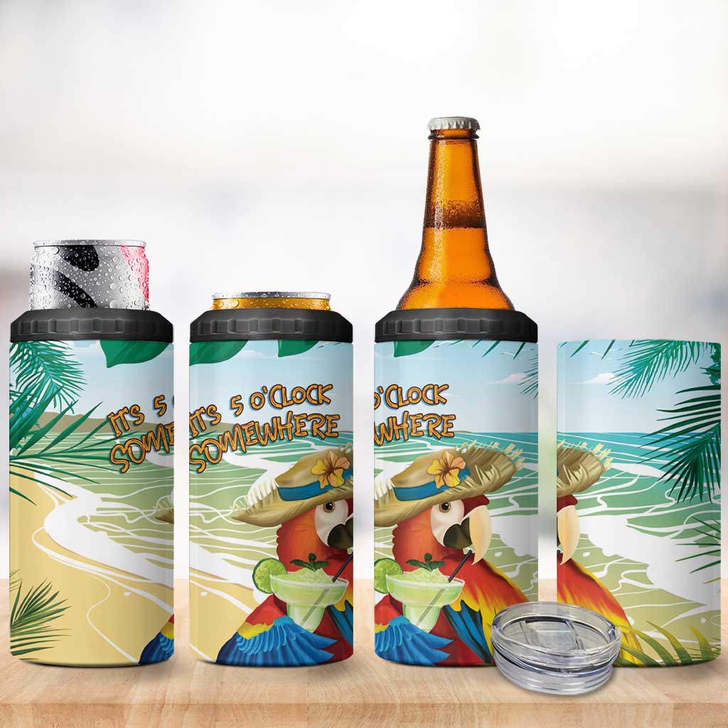 Aloha Hawaii It's 5 o'clock Somewhere 4 in 1 Can Cooler Tumbler - Polynesian Pride