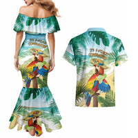 Aloha Hawaii It's 5 o'clock Somewhere Couples Matching Mermaid Dress and Hawaiian Shirt - Polynesian Pride