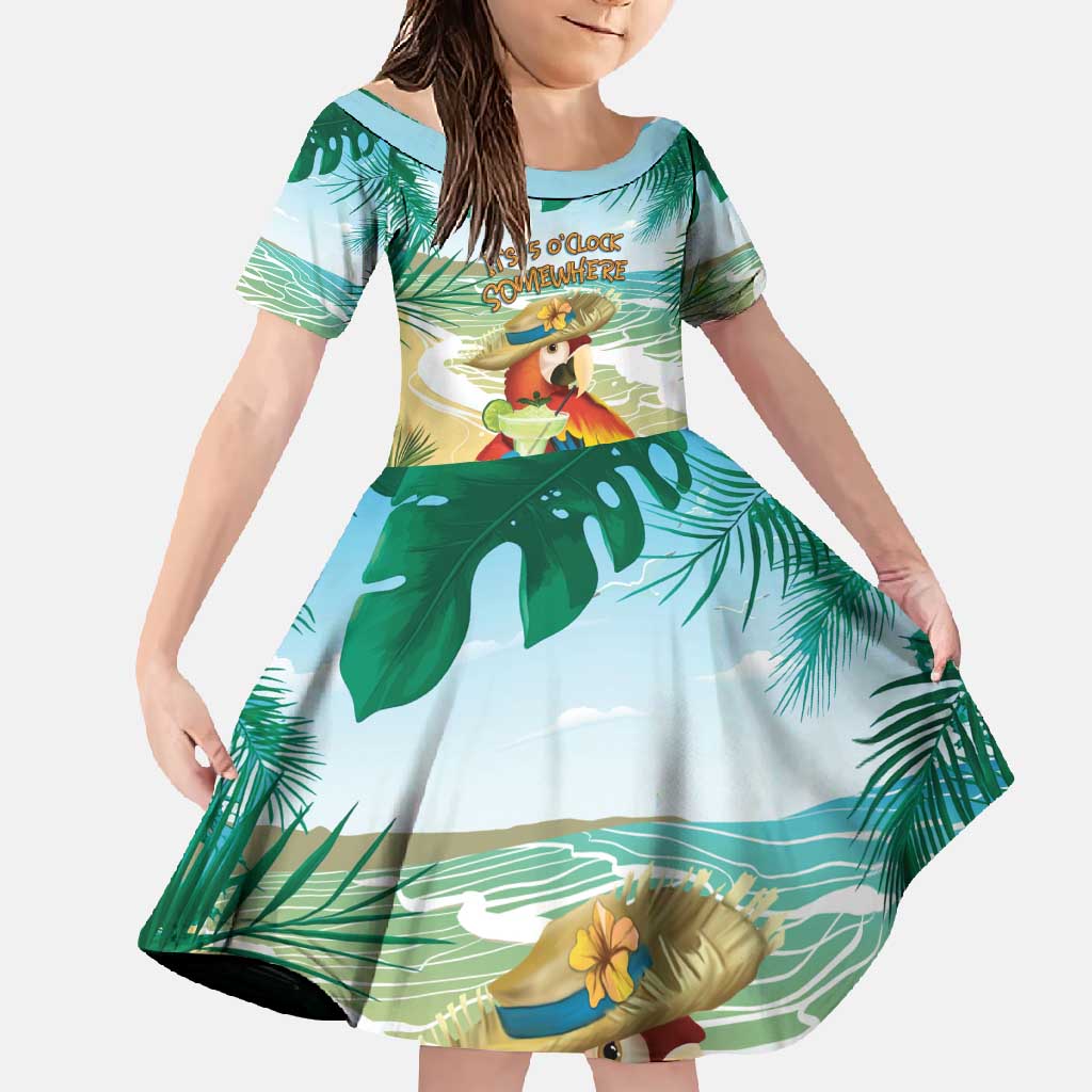 Aloha Hawaii It's 5 o'clock Somewhere Family Matching Long Sleeve Bodycon Dress and Hawaiian Shirt - Polynesian Pride