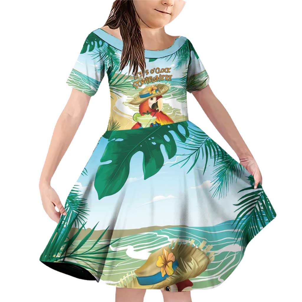Aloha Hawaii It's 5 o'clock Somewhere Family Matching Off Shoulder Short Dress and Hawaiian Shirt - Polynesian Pride