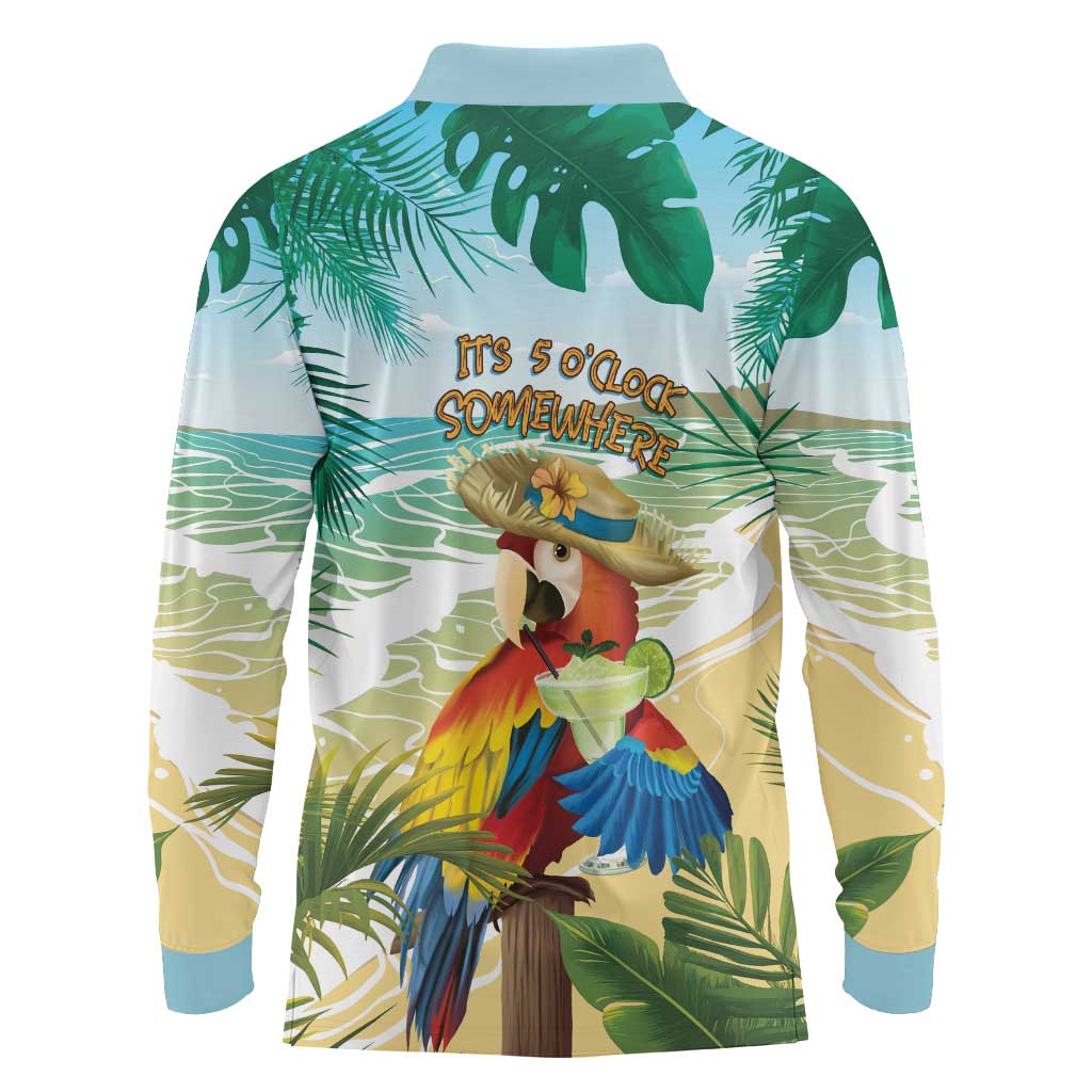 Aloha Hawaii It's 5 o'clock Somewhere Long Sleeve Polo Shirt - Polynesian Pride