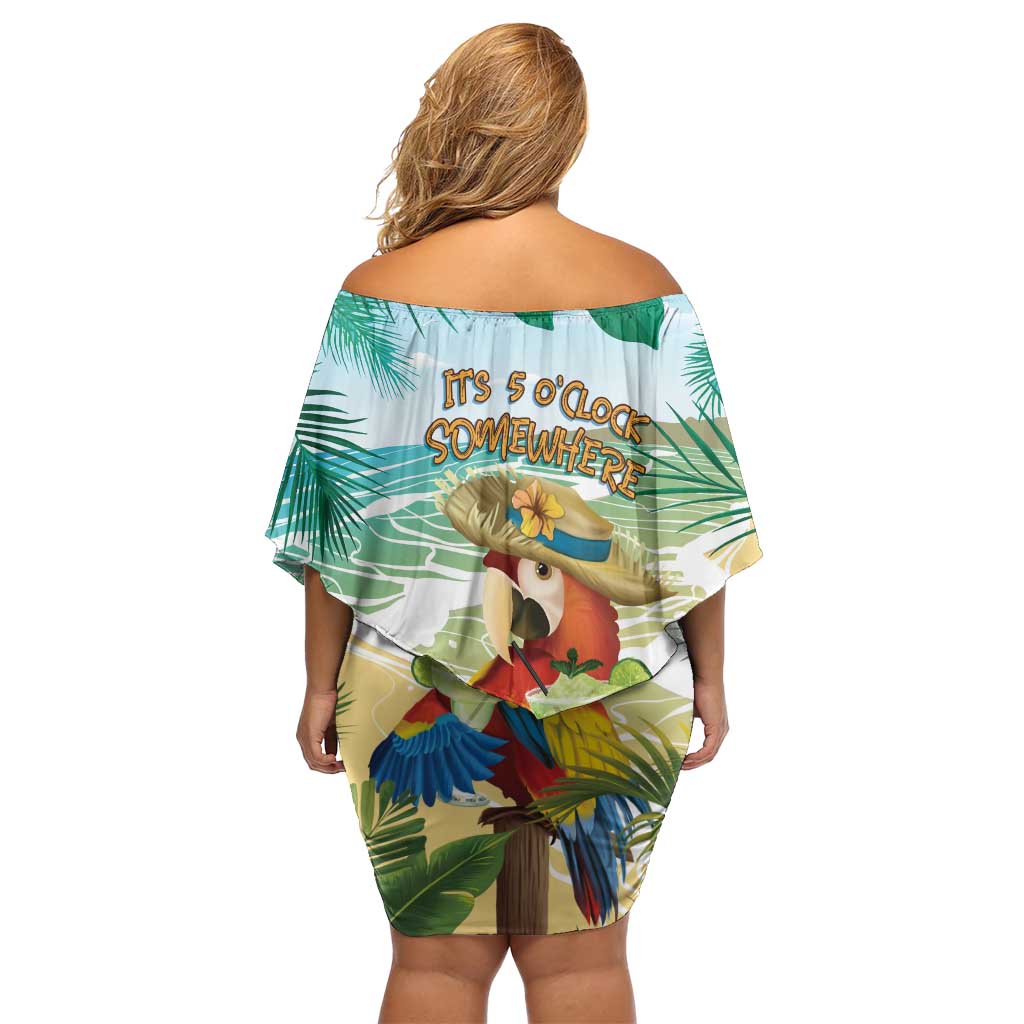 Aloha Hawaii It's 5 o'clock Somewhere Off Shoulder Short Dress - Polynesian Pride