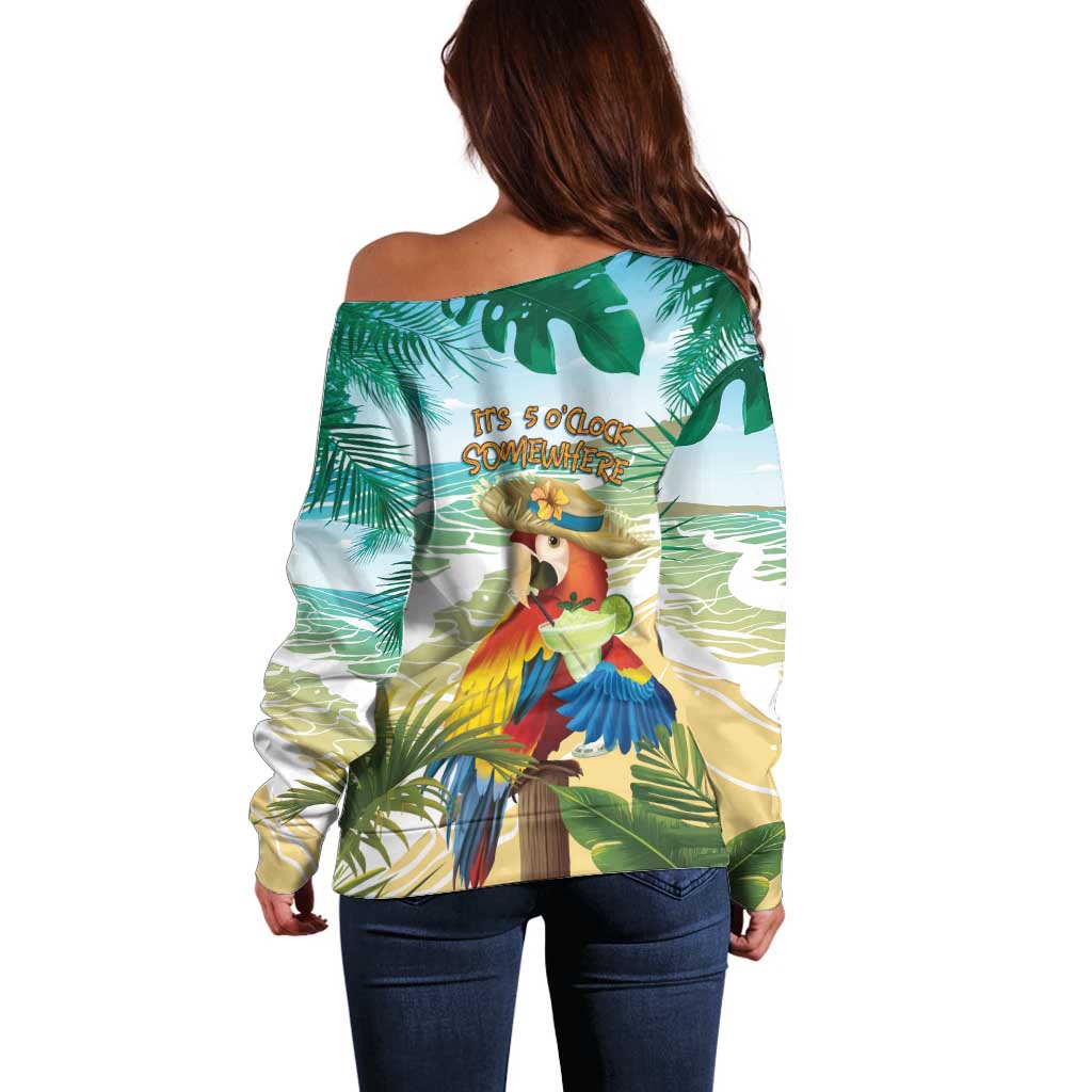 Aloha Hawaii It's 5 o'clock Somewhere Off Shoulder Sweater - Polynesian Pride