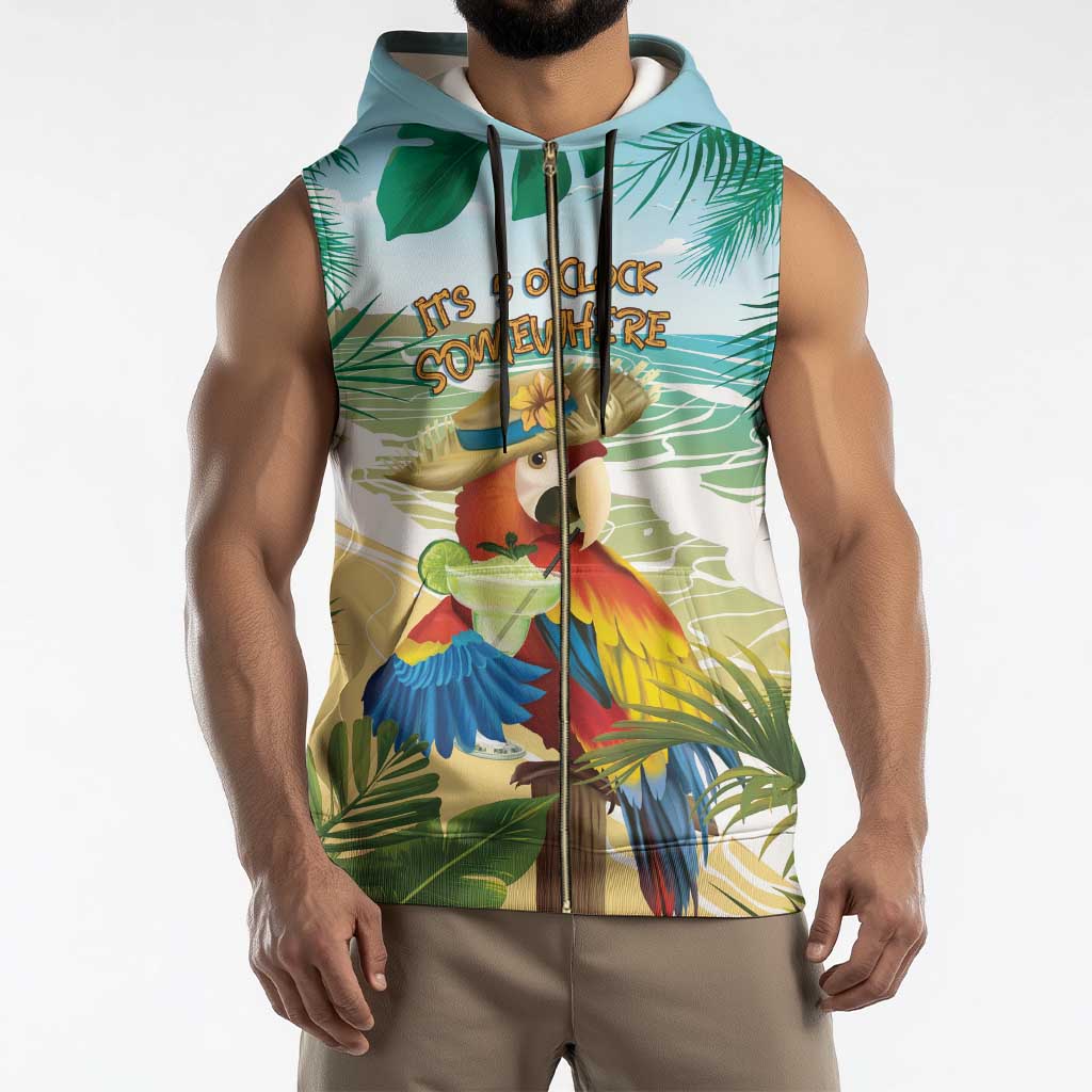 Aloha Hawaii It's 5 o'clock Somewhere Sleeveless Zip Hoodie - Polynesian Pride
