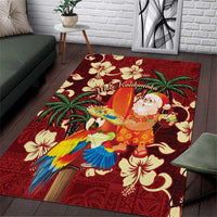 Crimson Red Tropical Christmas Hawaii Tapa Area Rug Aloha Santa Drink Party - Polynesian Pride