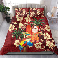 Crimson Red Tropical Christmas Hawaii Tapa Bedding Set Aloha Santa Drink Party - Polynesian Pride