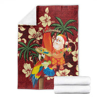 Crimson Red Tropical Christmas Hawaii Tapa Blanket Aloha Santa Drink Party - Polynesian Pride