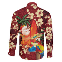 Crimson Red Tropical Christmas Hawaii Tapa Family Matching Tank Maxi Dress and Hawaiian Shirt Aloha Santa Drink Party - Polynesian Pride