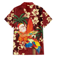 Crimson Red Tropical Christmas Hawaii Tapa Hawaiian Shirt Aloha Santa Drink Party - Polynesian Pride