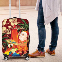 Crimson Red Tropical Christmas Hawaii Tapa Luggage Cover Aloha Santa Drink Party - Polynesian Pride