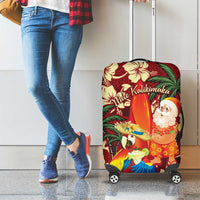 Crimson Red Tropical Christmas Hawaii Tapa Luggage Cover Aloha Santa Drink Party - Polynesian Pride